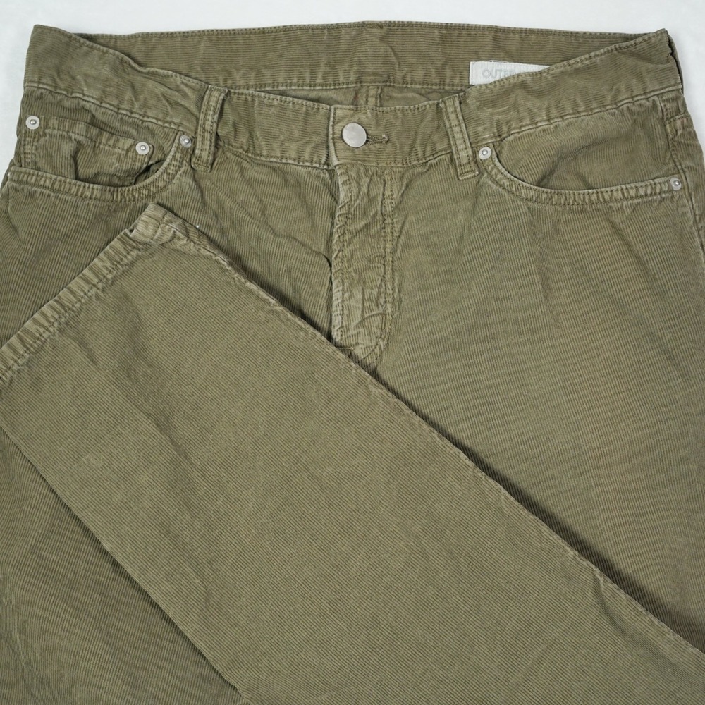 Outerknown Mens Organic Cotton Corduroy Pants Olive Green 34x30 Sustainable
